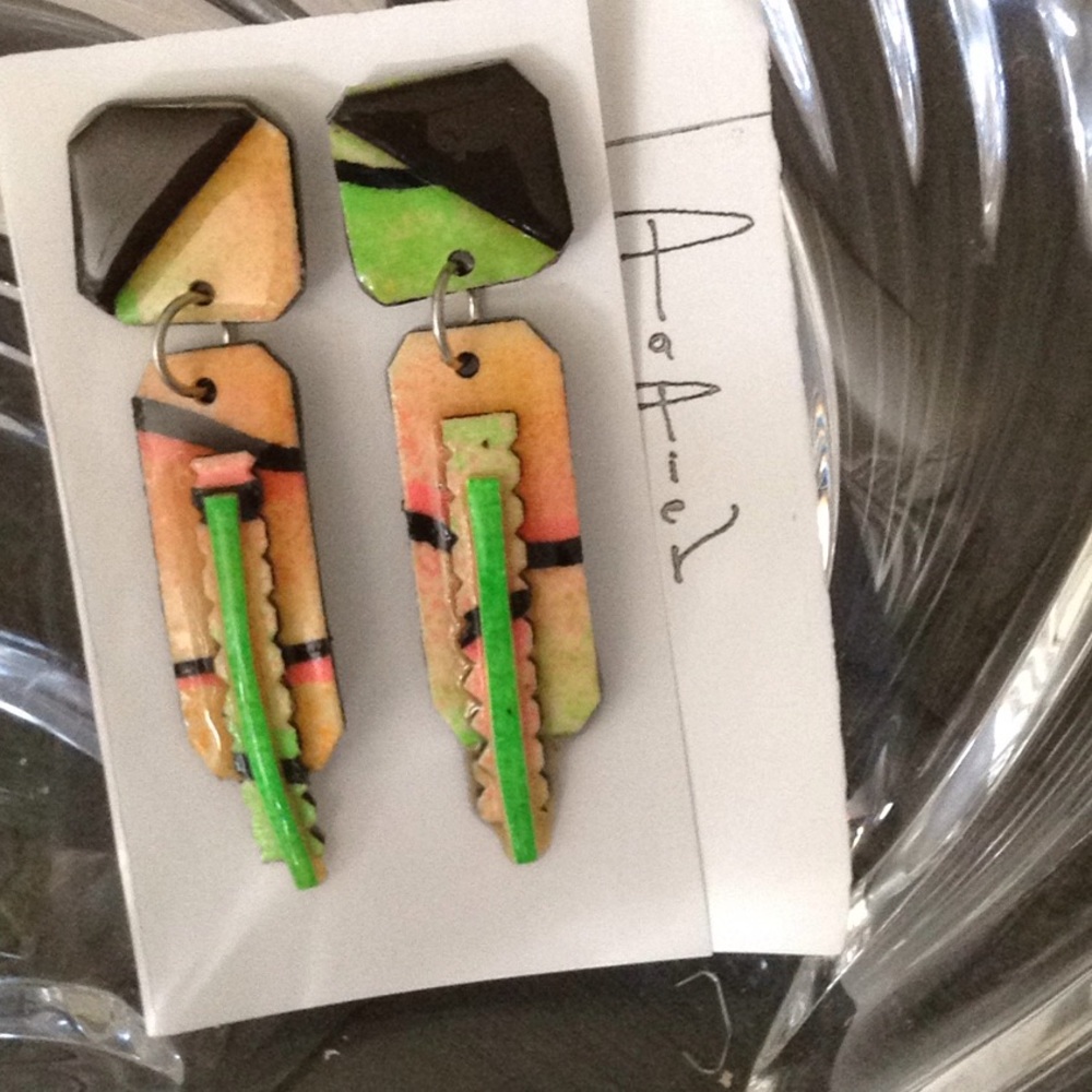Neon Abstract Art retro handmade earrings
